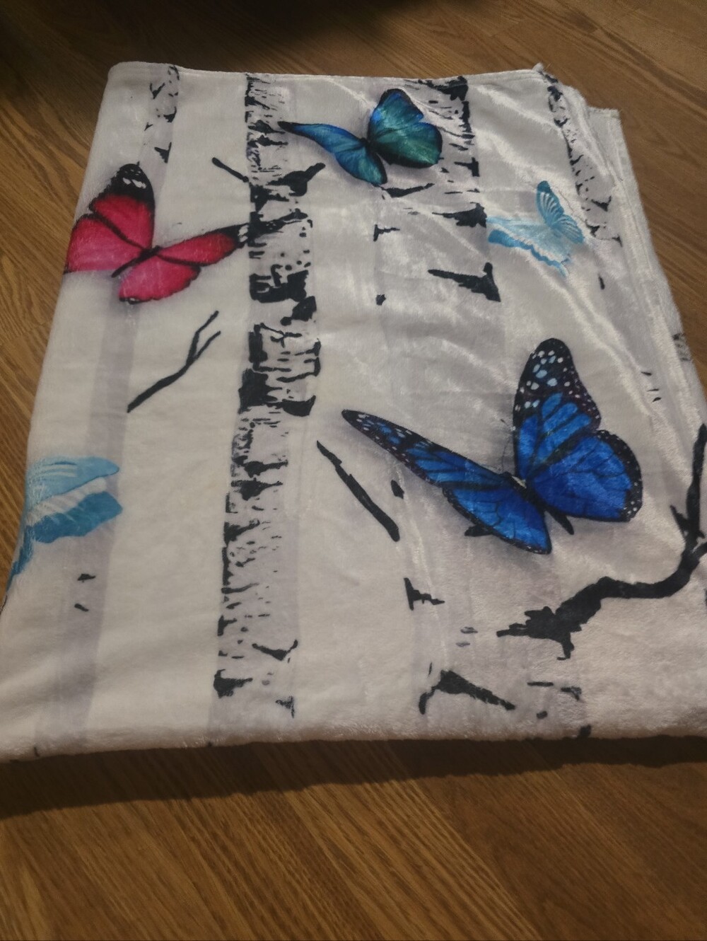 Butterfly Print Soft Throw Blanket - Blue & Pink Butterflies